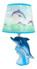 Lampara De Velador Mesa Escritorio Diseño Delfin Azul .