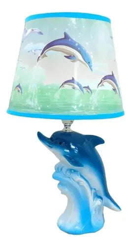 Lampara De Velador Mesa Escritorio Diseño Delfin Azul .