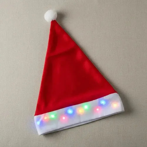 Pack 6 Gorros Luces Led Viejito Pascuero Fiestas Navideñas Rojo