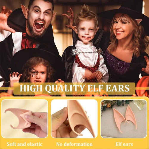 Pack 12 Orejas Duende Elfo Vulcano Navidad Halloween Cosplay Beige