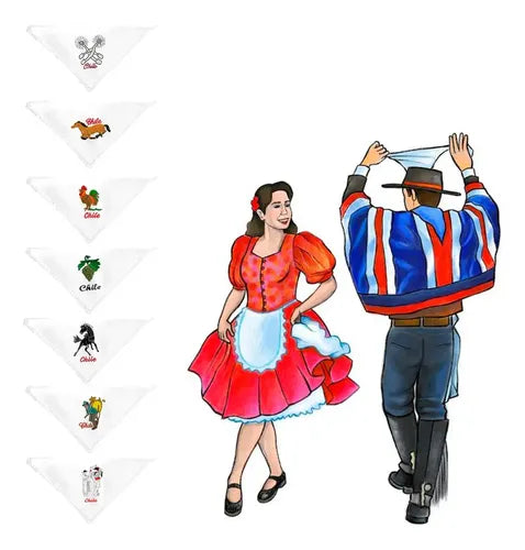 Pack 12 Pañuelo Cueca Competencia Fiestas Patrias Y Danzas Blanco Surtido