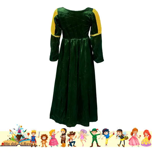 Disfraz Vestido Fiona Cuentos Infantiles Dia Del Libro Niñas Verde