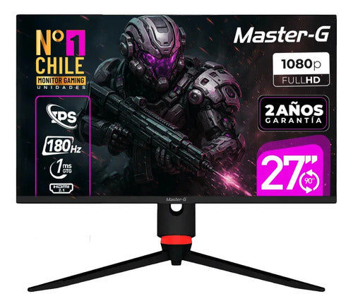 Monitor Gamer 27  Plano Full Hd Panel Ips Pivoteable 180hz 1ms Mgmg2740 Master-g Color Negro