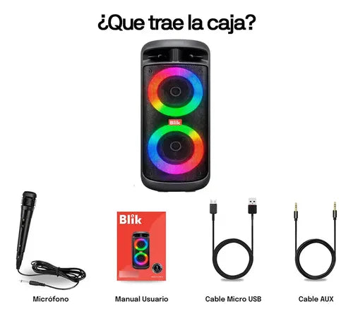 Parlante Karaoke Blik Upsound3 Bt 5.3 Radio Tf/sd Tws Rgb 5h Negro