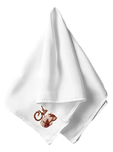 Pañuelo De Cueca Bordado Fiestas Patrias Danzas Cometa Blanco Cometa