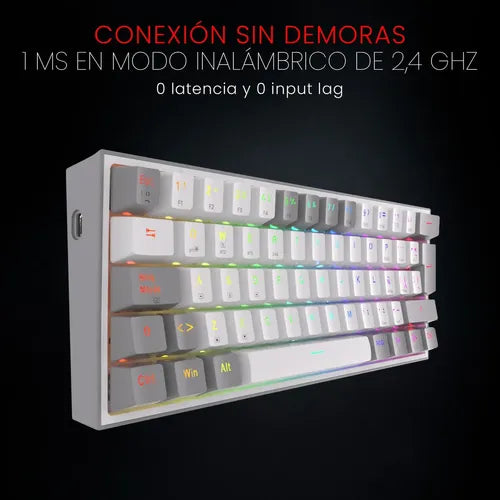 Teclado Mecánico Redragon Fizz Pro K616 Rgb Wireless Dual Color Del Teclado Negro Idioma Español Latinoamérica Español Latinoamericano