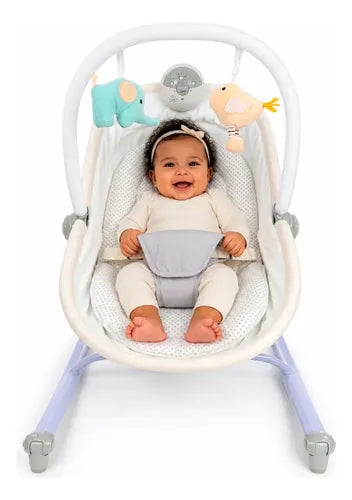 Mecedora Cuna Silla Bebe 2 En 1 Aparato Relajante Giro 360 Gris