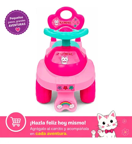 Correpasillo Andador Auto Maleta Bocina Respaldo 18-36 Meses Rosa