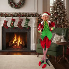 Muñeco Animatronic Elfo Duende Decoracion Fiestas Navideñas Rojo