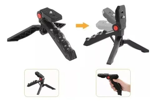 Kit De Grabación Con Micrófono Luz Led Y Soporte Tripode Color Negro