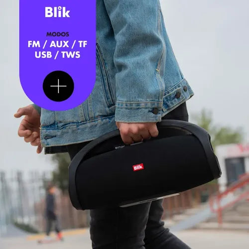 Parlante Portatil Blik Booster2 Bluetooth 5.4 Tws Rms Radio Negro