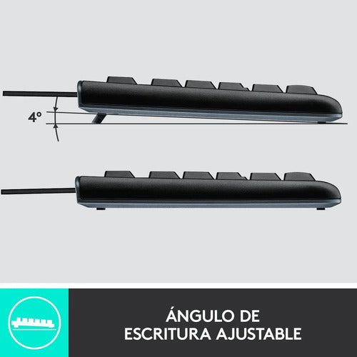 Kit De Teclado Y Mouse Logitech Mk120 Español Latinoamericano De Color Negro