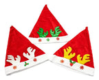 Gorro Sombrero Viejito Pascuero Diseño Renos Fiesta Navideña Rojo