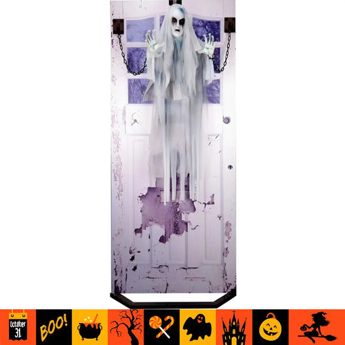 Puerta Fantasma Animatronic Decorativo Adorno Halloween Blanco Fantasma