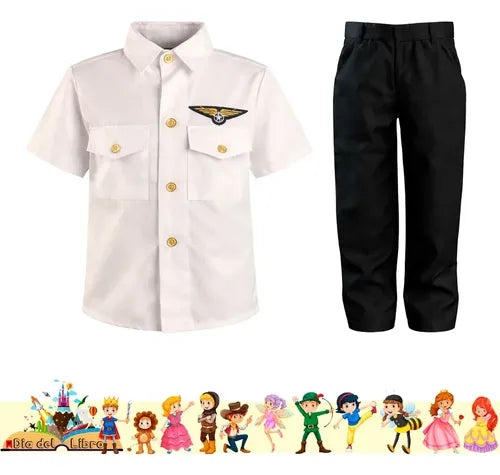Disfraz Traje Piloto Cuentos Infantiles Dia Del Libro Niños Blanco
