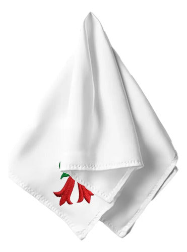 Pañuelo De Cueca Bordado Fiestas Patrias Danzas Copihue Blanco Copihue
