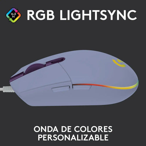 Mouse Gamer Logitech G203 New Rgb Lghtsync Lila Color Violeta
