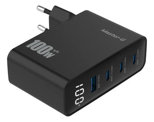 Cargador Master-g Carga Rapida 100w Multipuerto +cable Usb-c Negro