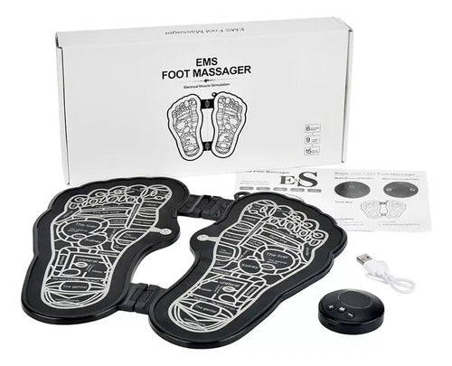 Masajeador Ems Electro Estimulador Impulsos Eléctricos Pies Negro Con Detalle Azul (control)