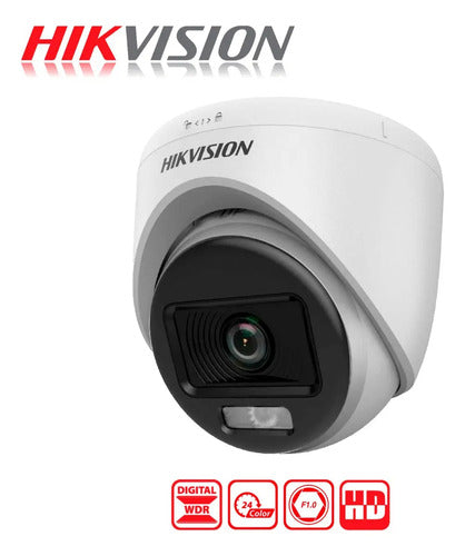 Camara De Seguridad Analoga Domo Hikvision Colorvu 2mp 2.8mm Blanco