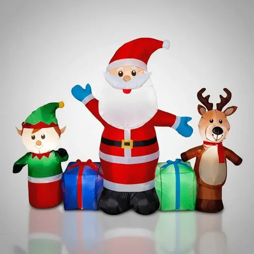 Muñeco Infable Led Decoracion Navidad Santa Reno Elfo 150cm Rojo