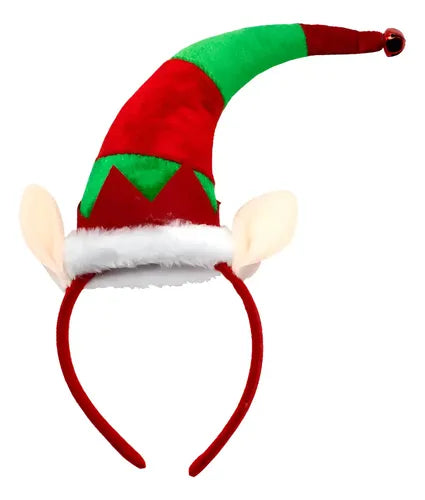 Pack 12 Cintillos Largo Elfo Duende Pascuero Fiesta Navideña Rojo
