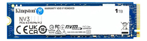Disco Solido Ssd Interno Kingston Nv3 1tb M.2 Pcie 4.0 Nvme Azul