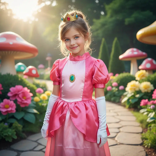 Disfraz Vestido Princesa Peach Día Del Libro Cuento Infantil Peach