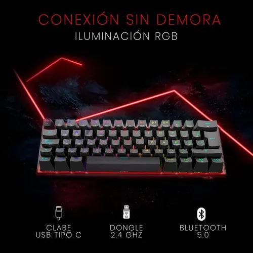 Teclado Mecánico Redragon Fizz Pro K616 Rgb Wireless Dual Color Del Teclado Negro Idioma Español Latinoamérica Español Latinoamericano