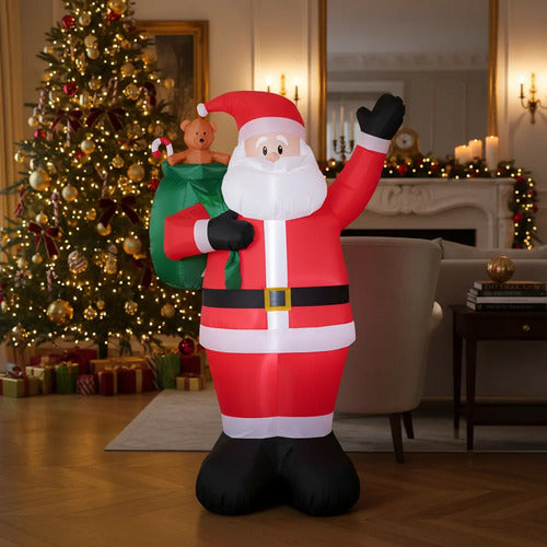Muñeco Papa Noel Inflable Led Santa Decoración Navidad 180cm Rojo