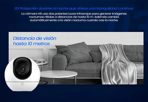 Camara Inalambrica Wifi Ip Ezviz H6 3k Colorvu Interior Blanco