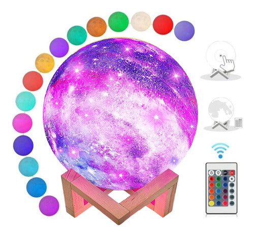 Lámpara Galaxia 3d 18cm Touch Recargable / Exc Centros Mesas Madera Galaxia