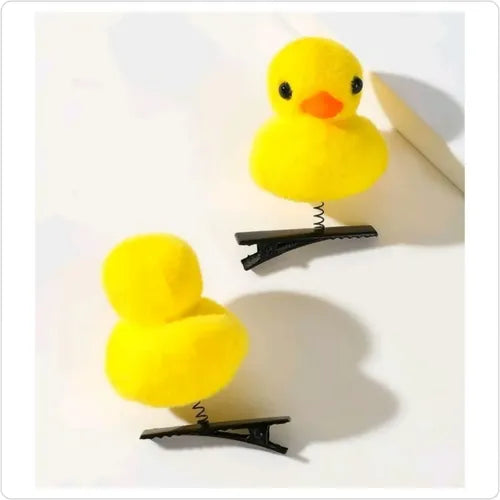 Pack 2 Ganchito Pinza Patito Kawai Horquilla Pollito Cabello Amarillo