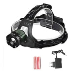 Linterna Frontal De Camping 2500lm Recargable High Power Blanco Negro