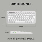 Teclado Logitech Pebble 2 K380s Blanco Español Idioma Español Latinoamérica