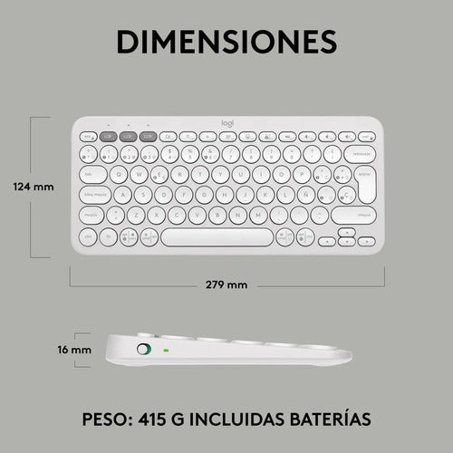 Teclado Logitech Pebble 2 K380s Blanco Español Idioma Español Latinoamérica