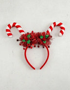 Pack 6 Cintillos Led Baston Dulce Diademas Fiestas Navideñas Rojo
