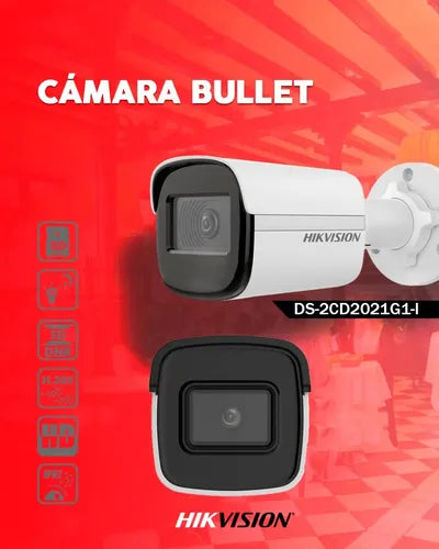 Camara Ip Bala Exir Hikvision Hd 2mp Microsd 256gb Ip67 Blanco