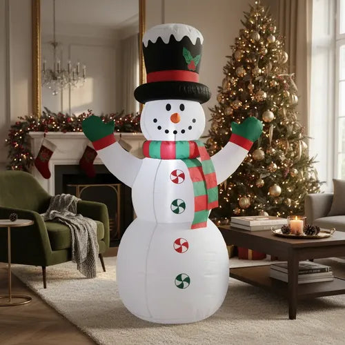 Muñeco Inflable Nieve Led Decoración Navidad 240cm Blanco