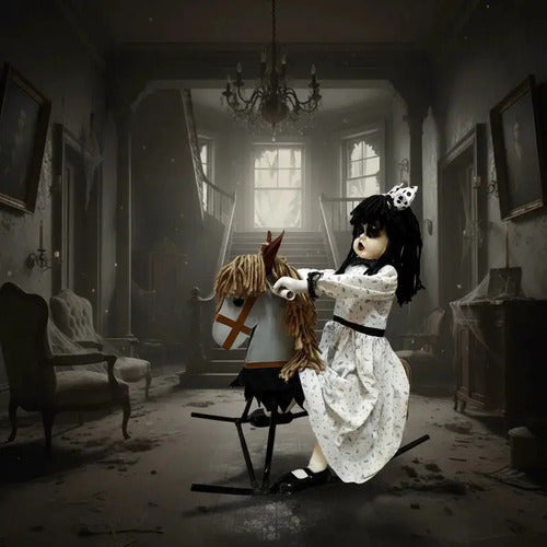 Muñeca Caballo Mecedor Animatronic Decoracion Halloween 72cm