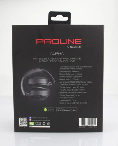 Audífonos Bluetooth Anc Cancelación De Ruido Bluetooth Alpha Proline By Master-g Color Negro