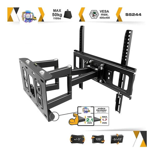 Soporte Tv Pared Lcd Led Doble Brazo 32-70 Pulgadas 50kg