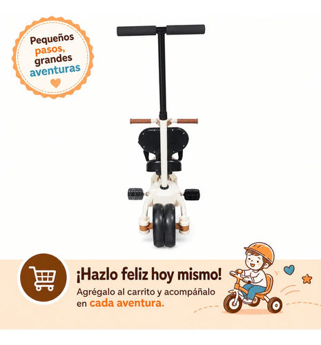 Triciclo Infantil 4en1 Asiento Manubrio Y Pedales Ajustables Marfil
