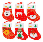 6 Mini Botas Calcetin Dulcero Adorno Navidad Diseños Surtido Rojo Surtido