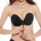 Sujetador Adhesivo Sin Tirantes Brasier Invisible Push Up Negro Liso 38