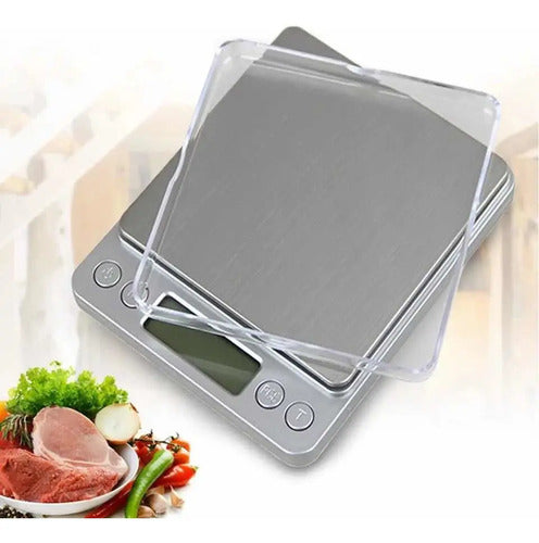 Pesa Gramera Joyería Y Cocina Precisión 0.1 - 2000g Báscula Plateado