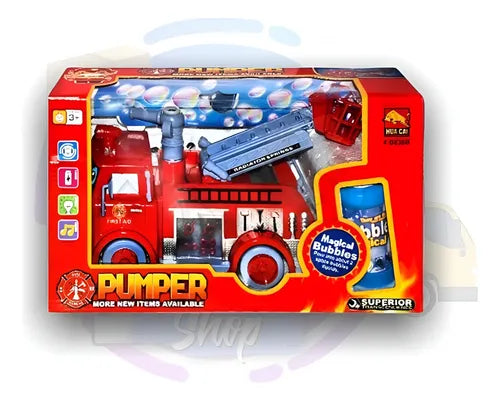 Camión De Bomberos Lanza Burbujas Divertido Musical Con Led Rojo