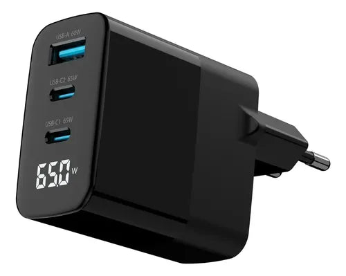 Cargador Master-g Carga Rapida 65w Multipuerto + Cable Usb-c Negro