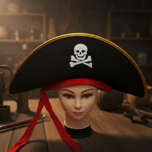 Sombrero Capitan Pirata Corsario Halloween Cosplay Fiestas Negro