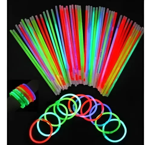 100 Pulseras Fluor Fiestas Neon Tik Tok Decoracion Brillante Varios